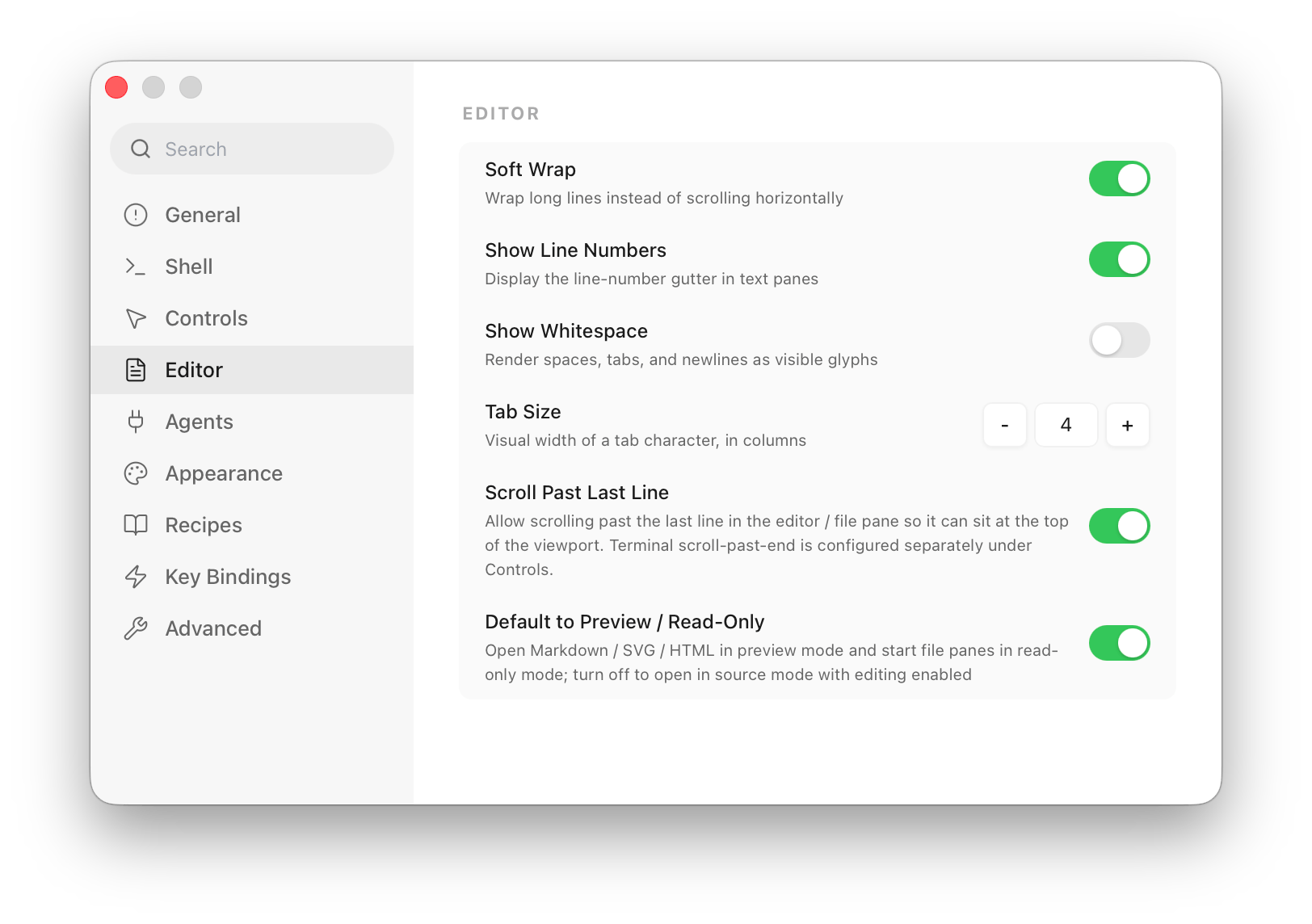 editor settings