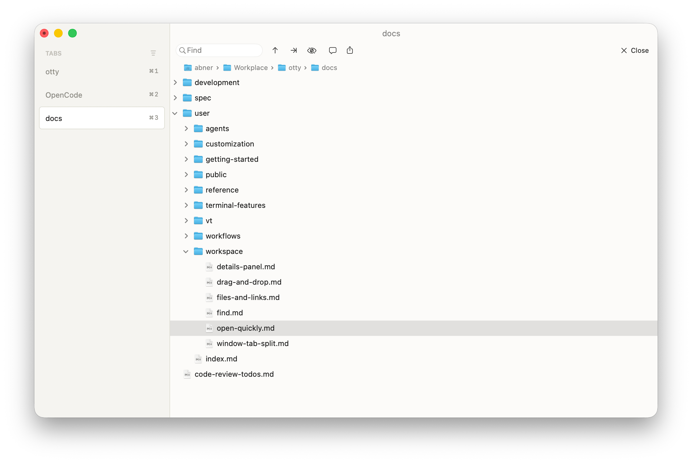 folder pane