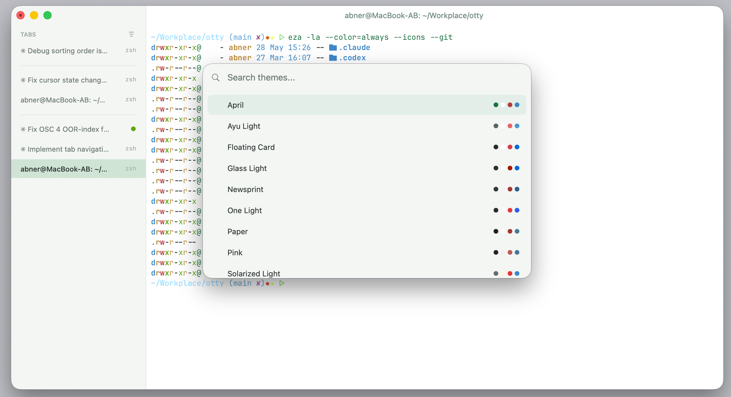Browse theme in themes list